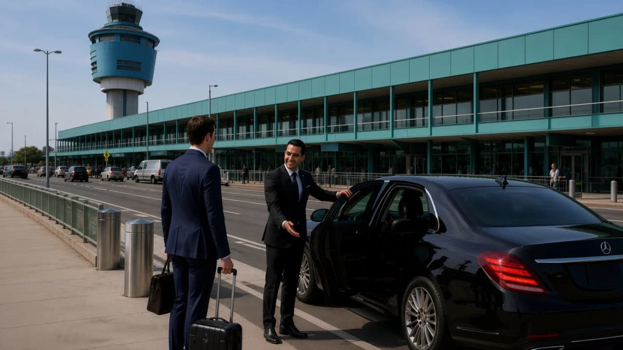 Black luxury car at LaGuardia Airport (LGA)