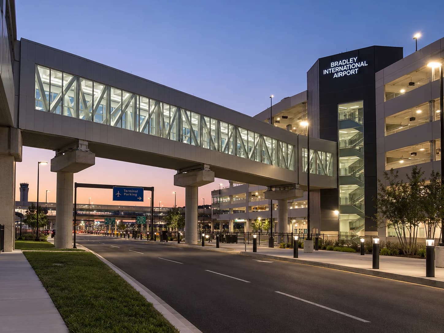 Black luxury car at Bradley International Airport (BDL)