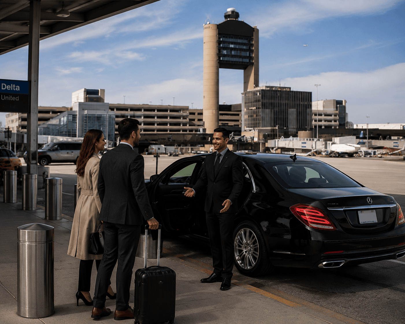Black luxury car at Boston Logan International Airport (BOS)