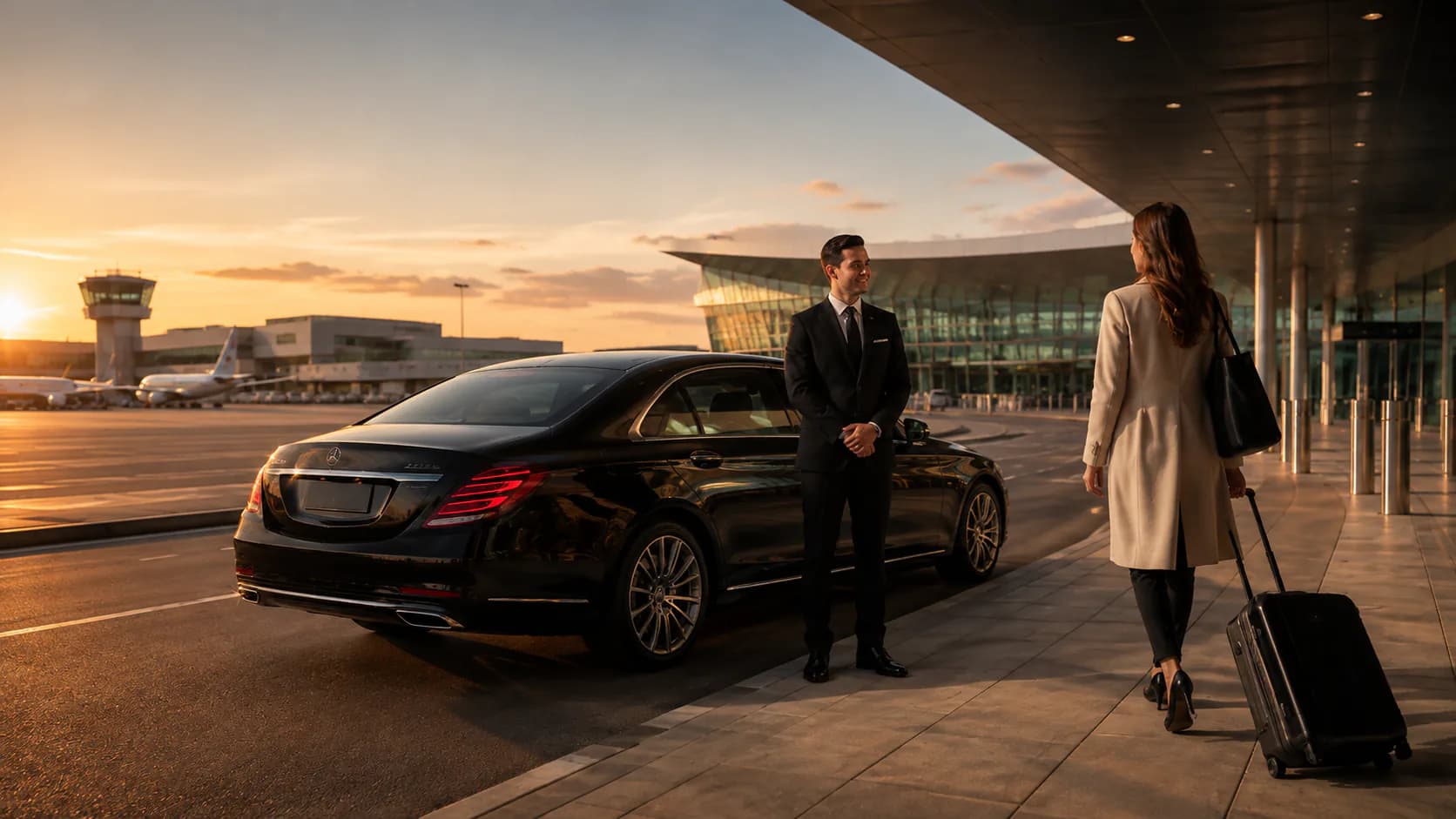 Black luxury car at Boston Logan International Airport (BOS)