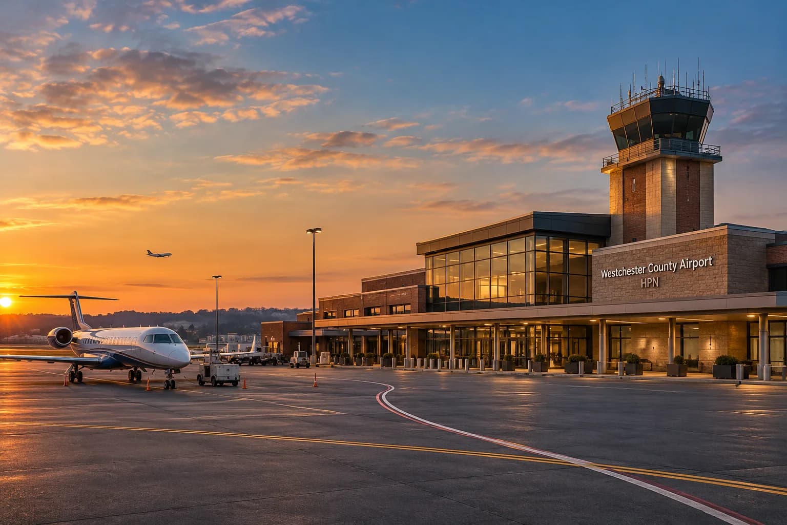 Black luxury car at Westchester County Airport (HPN)