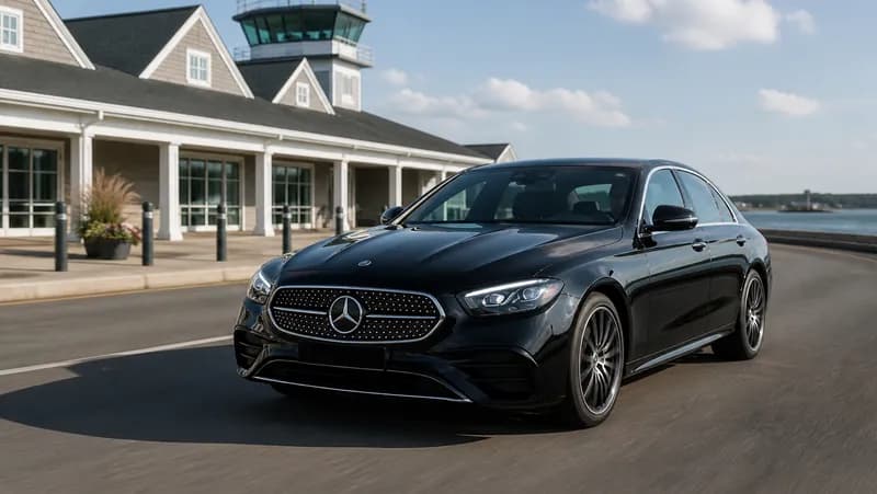 Black luxury car at Tweed New Haven Airport (HVN)