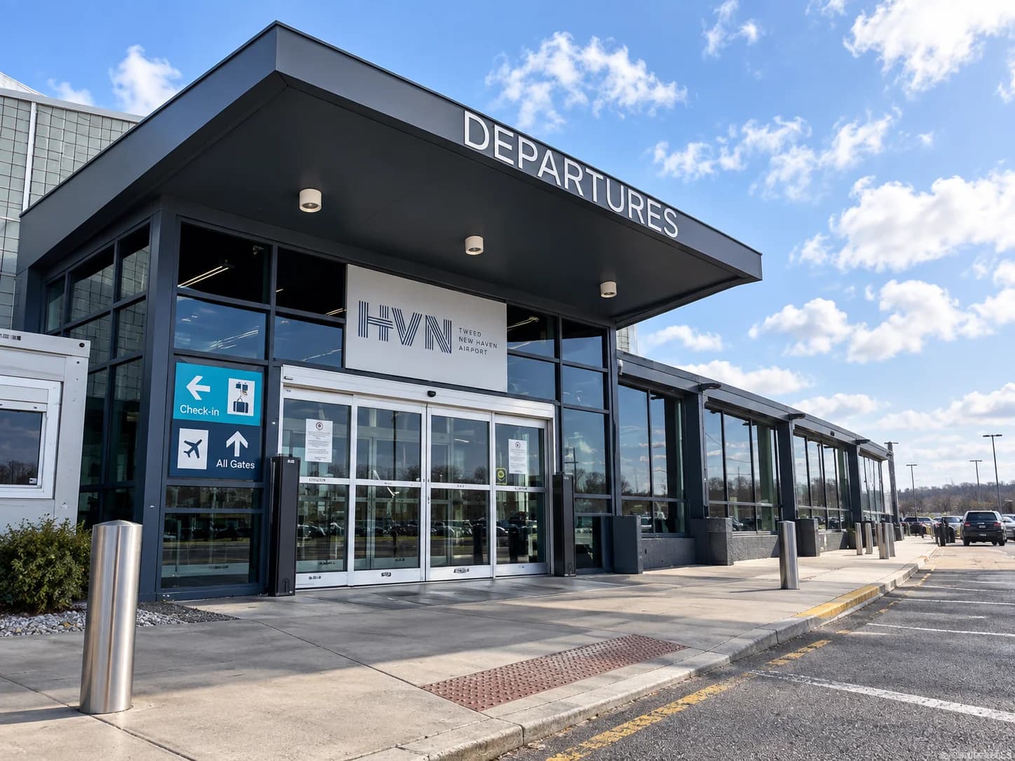 Black luxury car at Tweed New Haven Airport (HVN)