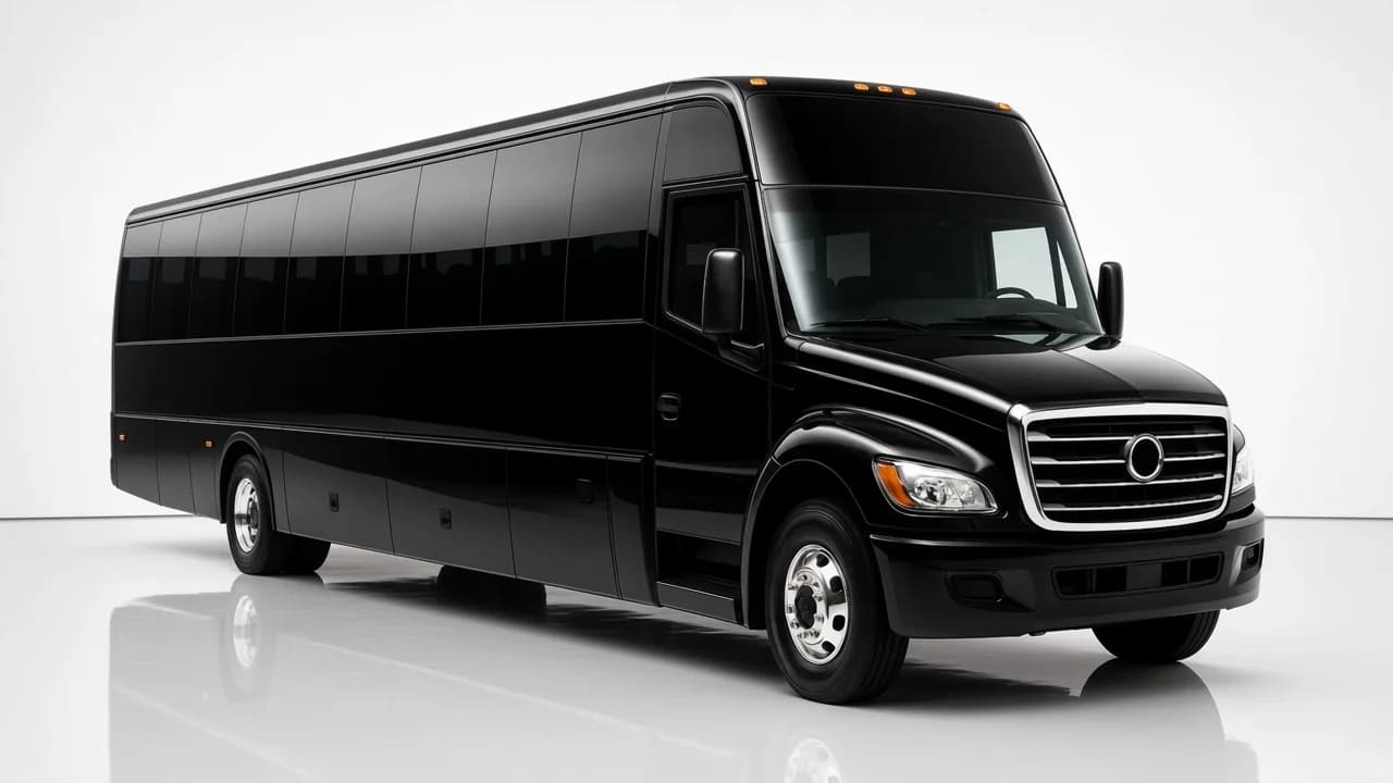 Black charter passenger bus
